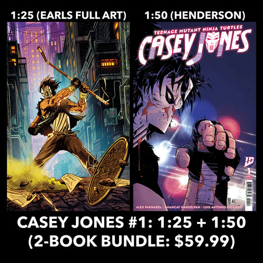 TEENAGE MUTANT NINJA TURTLES: CASEY JONES #1 VARIANT RI (25) (EARLS FULL ART) [1:25] + VARIANT RI (50) (HENDERSON) [1:50] (2-BOOK BUNDLE)